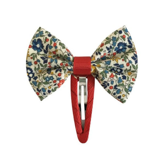 Small Bowtie Bow on Grosgrain Covered Snap Clip