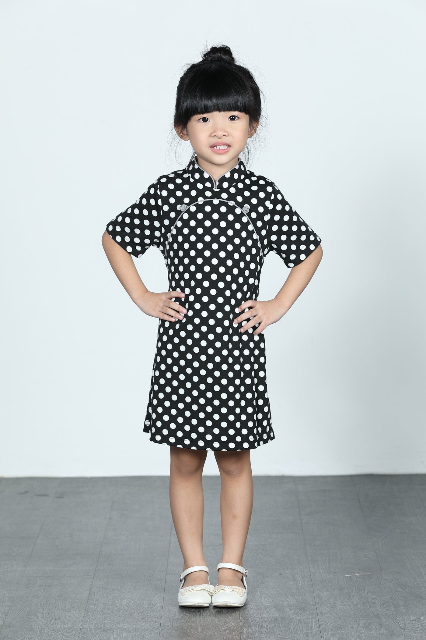 BAMBI Polka Dot Cheongsam (Black/ White)