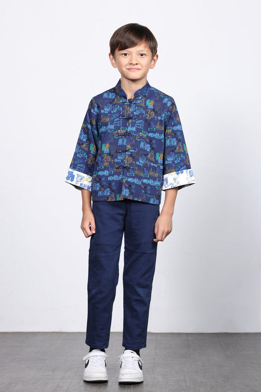 RIGEL Kids' HK Print Reversible Jacket (Navy)