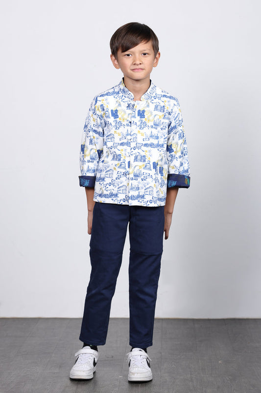 RIGEL Kids' HK Print Reversible Jacket (Navy)