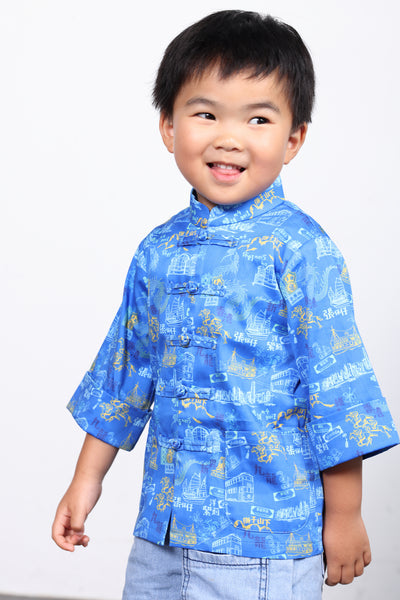 RILEY Kids' HK Print Kungfu Jacket (Blue)