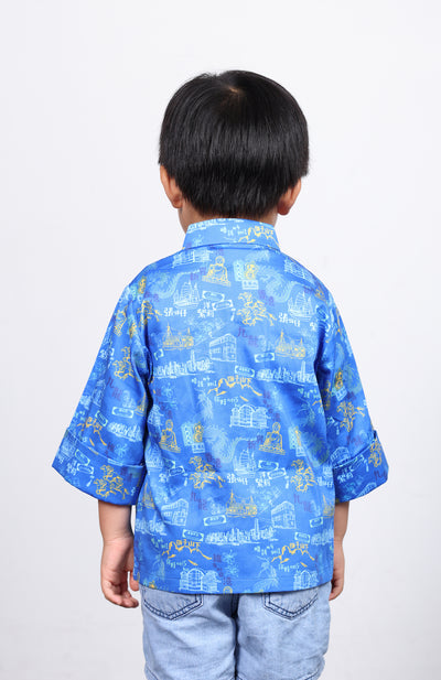RILEY Kids' HK Print Kungfu Jacket (Blue)