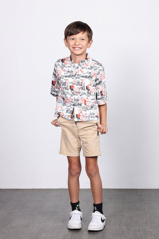 RILEY Kids' HK Print Kungfu Jacket (White)