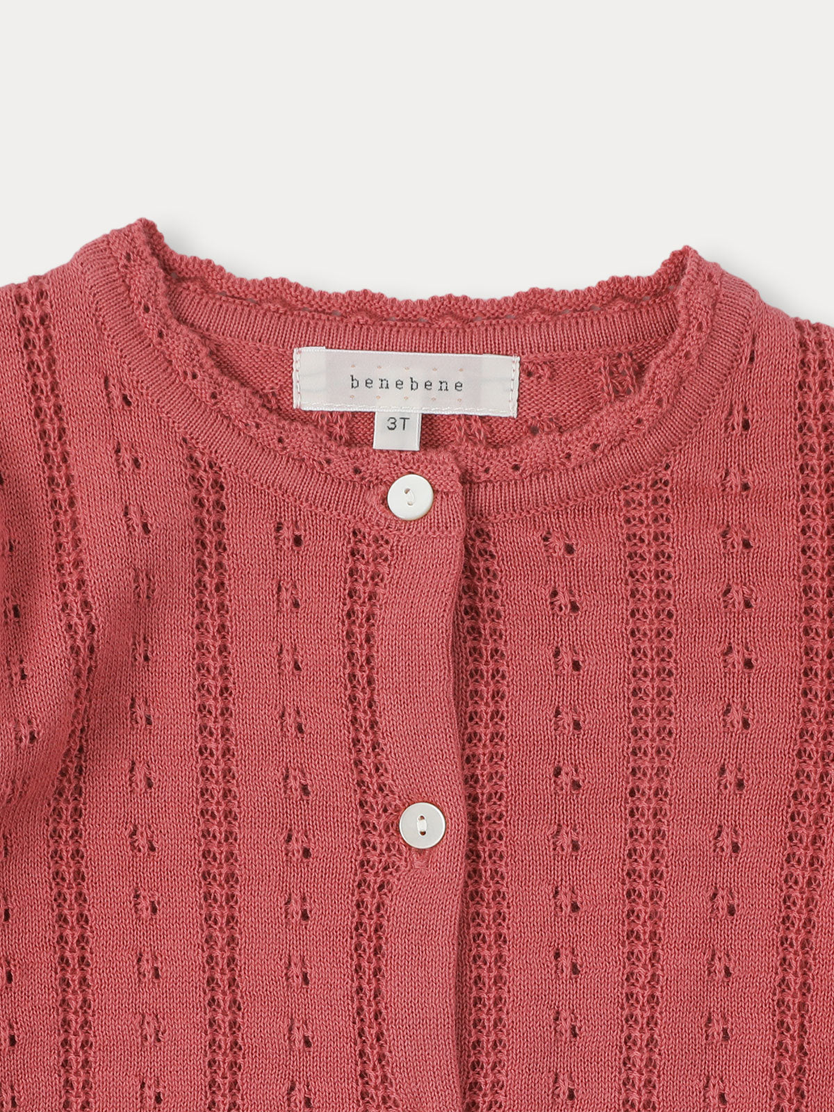 Flutter Eyelet Knit Cardigan - Cherry Pink
