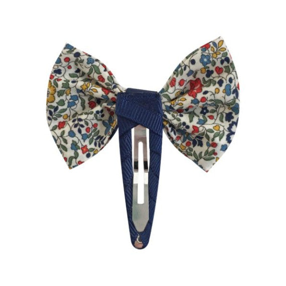 Small Bowtie Bow on Grosgrain Covered Snap Clip