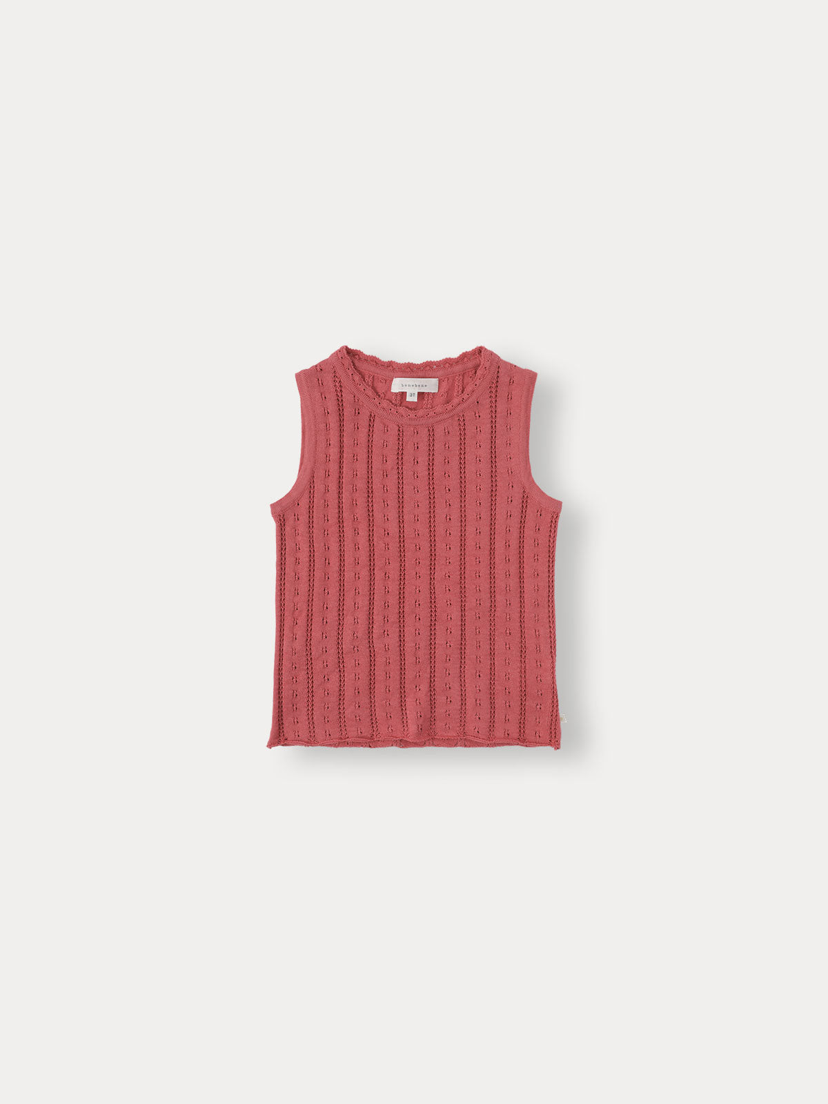 Flutter Eyelet Knit Sleeveless - Cherry Pink