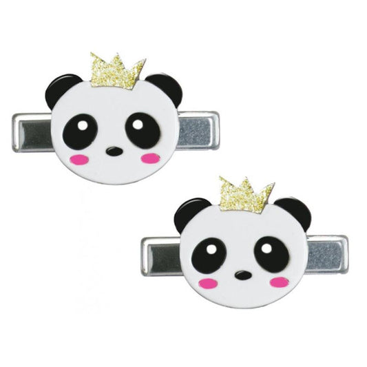 Panda w/ Crown Cream/Black Alligator Clip