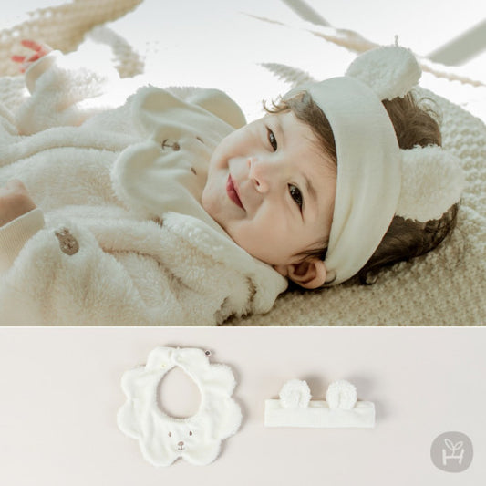 Hola bear baby bib + hairband set