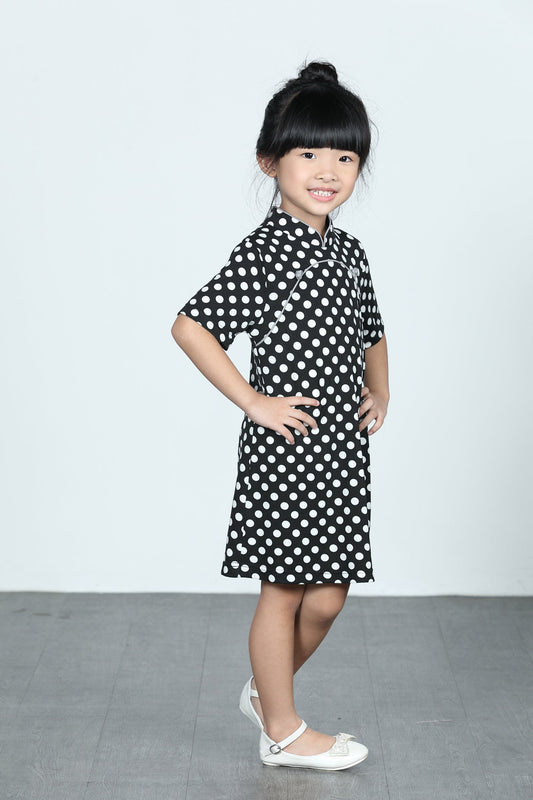 BAMBI Polka Dot Cheongsam (Black/ White)