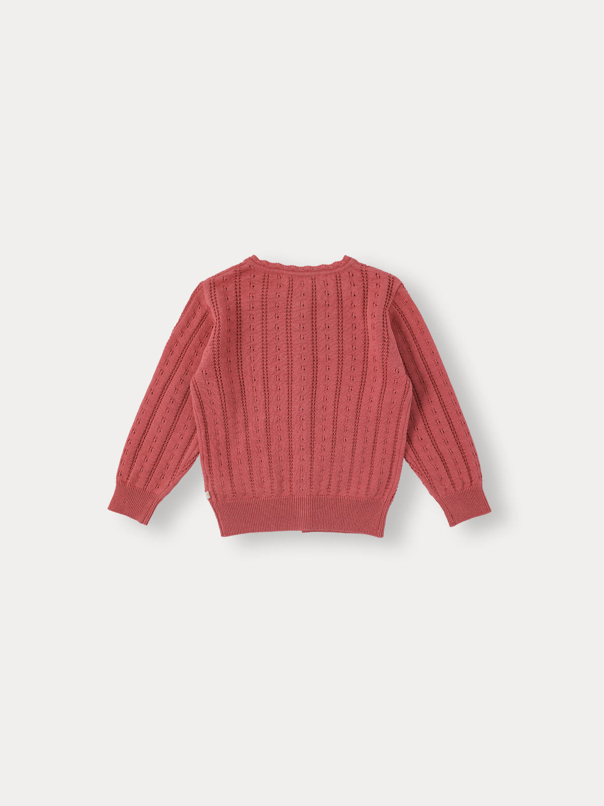 Flutter Eyelet Knit Cardigan - Cherry Pink