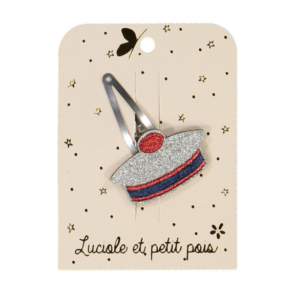 Marine pompom hair clip