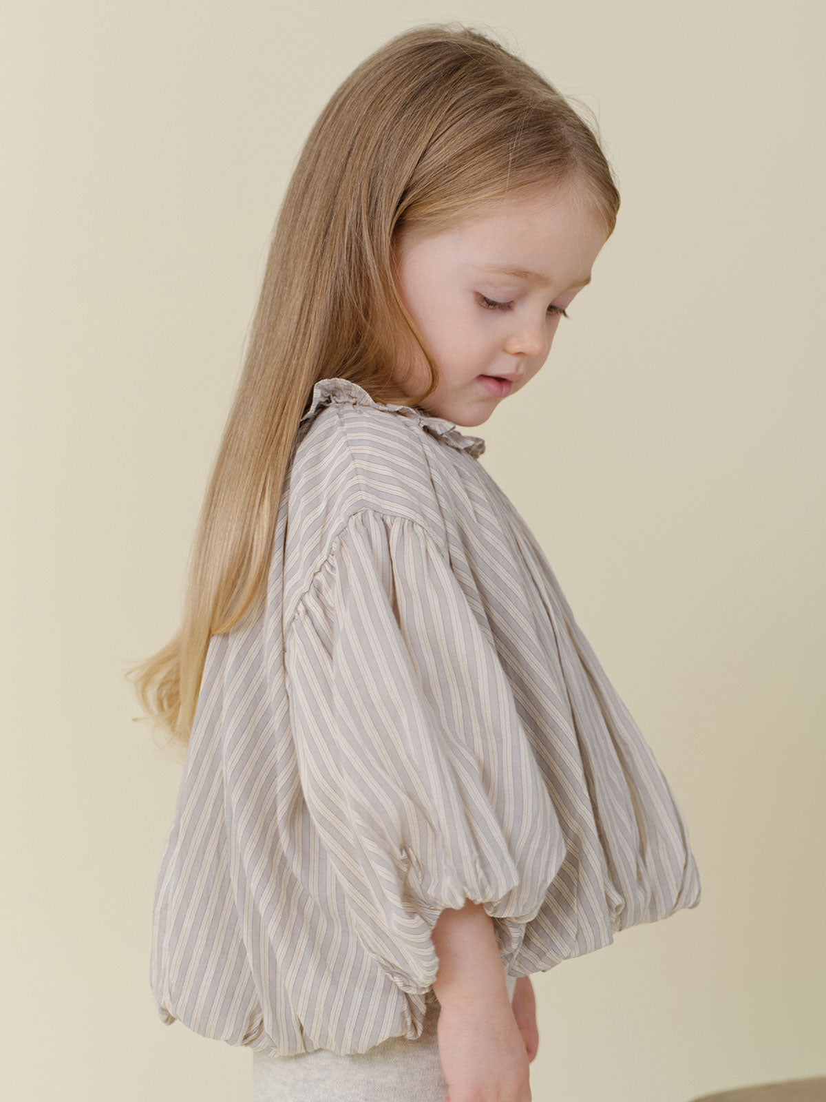 Ian Stripe Balloon Blouse - Grayish Mint