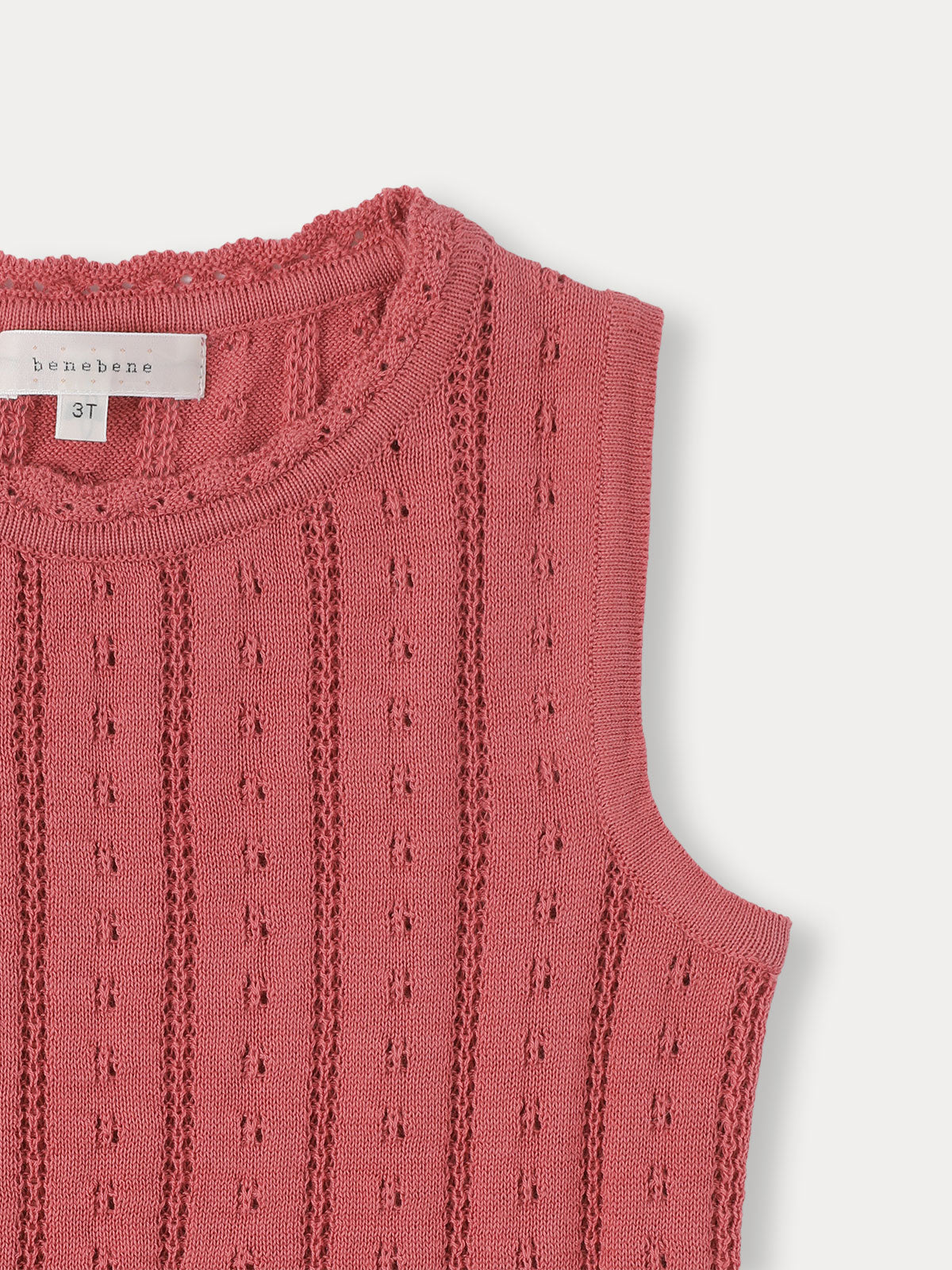 Flutter Eyelet Knit Sleeveless - Cherry Pink