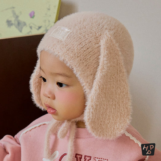 Mink Fluffy Bunny Knit Baby Bonnet
