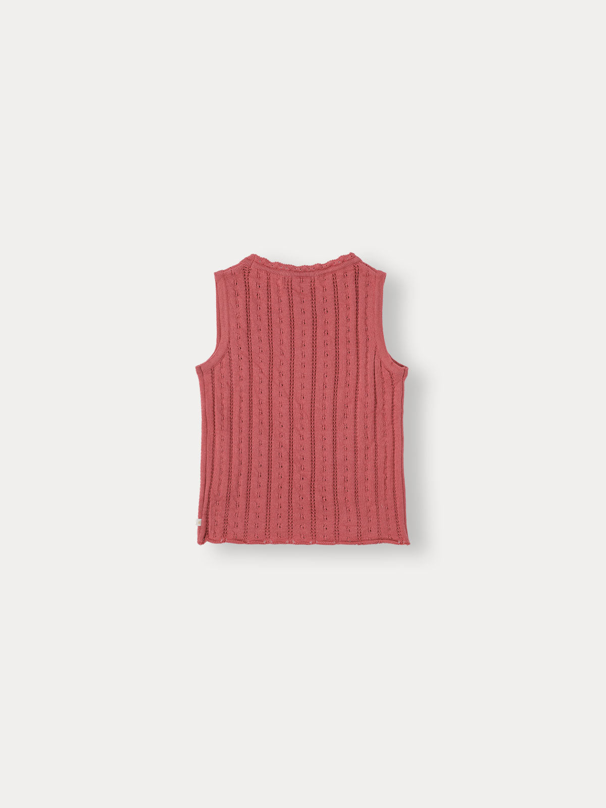 Flutter Eyelet Knit Sleeveless - Cherry Pink