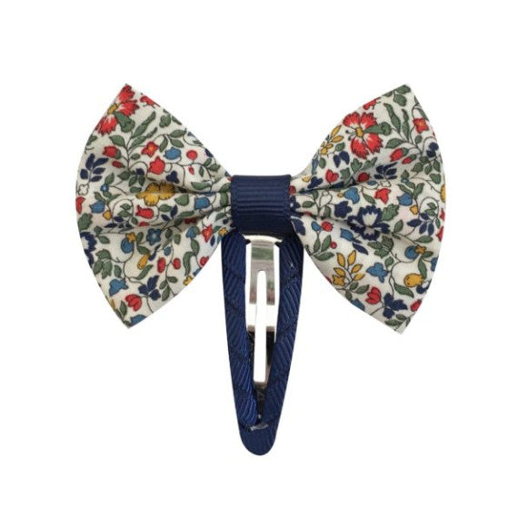 Small Bowtie Bow on Grosgrain Covered Snap Clip