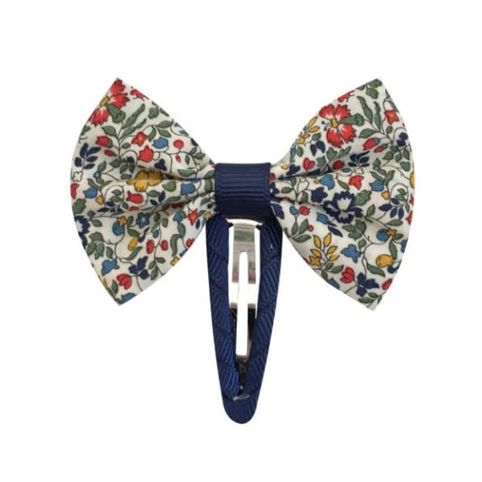 Small Bowtie Bow on Grosgrain Covered Snap Clip