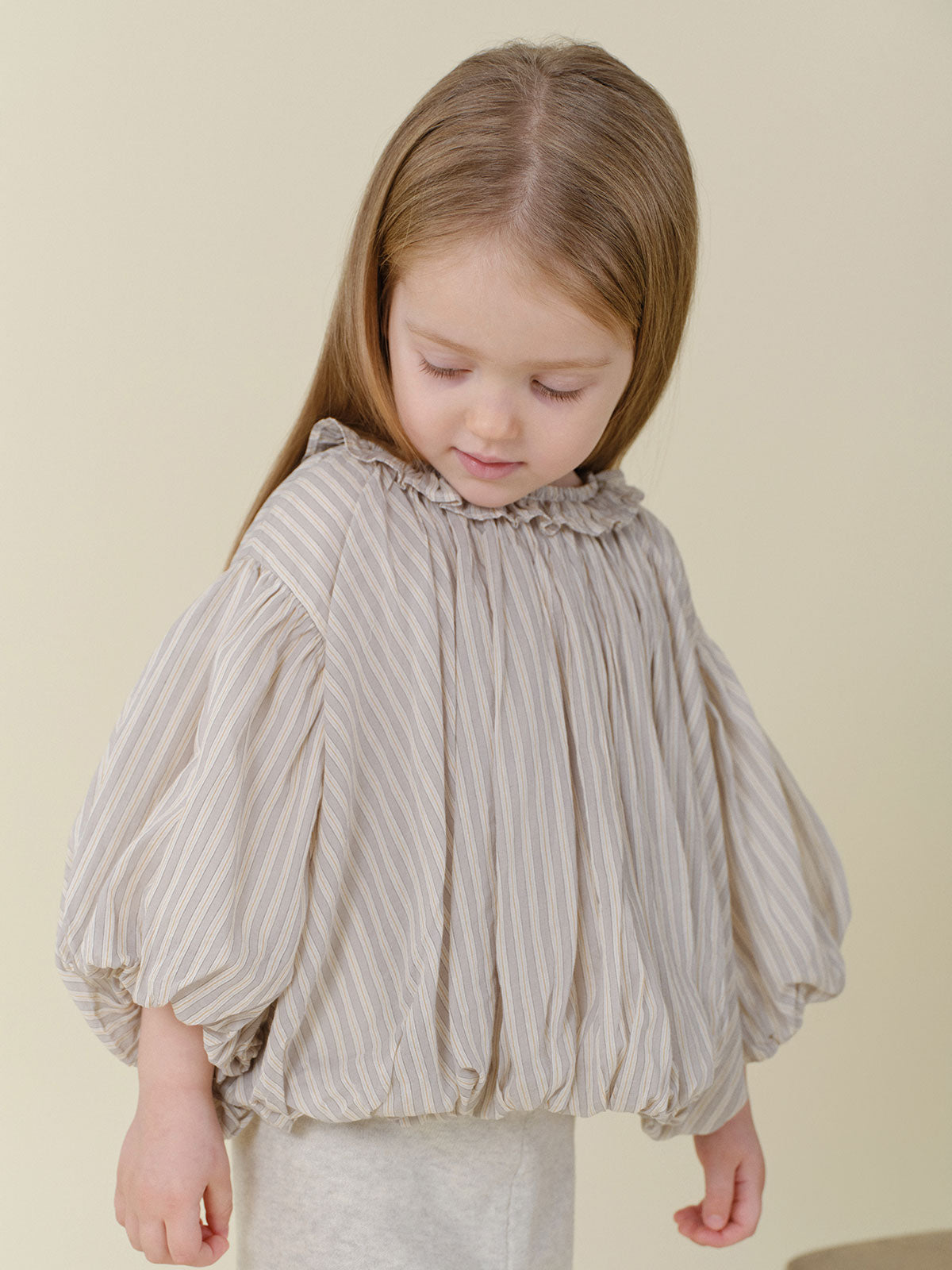 Ian Stripe Balloon Blouse - Grayish Mint