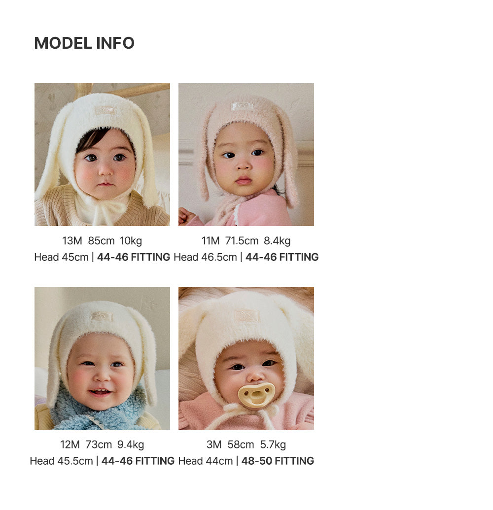 Mink Fluffy Bunny Knit Baby Bonnet