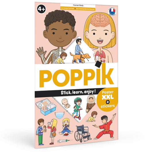 Poppik - Stickers poster - HUMAN BODY (3-7 years)