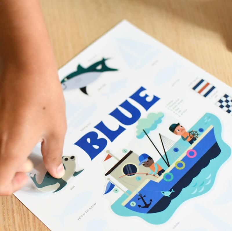 Poppik - Stickers Mini Poster + 26 Stickers The Sea – Blue (3-8 years)