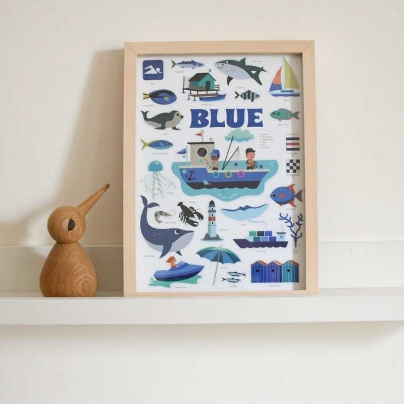 Poppik - Stickers Mini Poster + 26 Stickers The Sea – Blue (3-8 years)