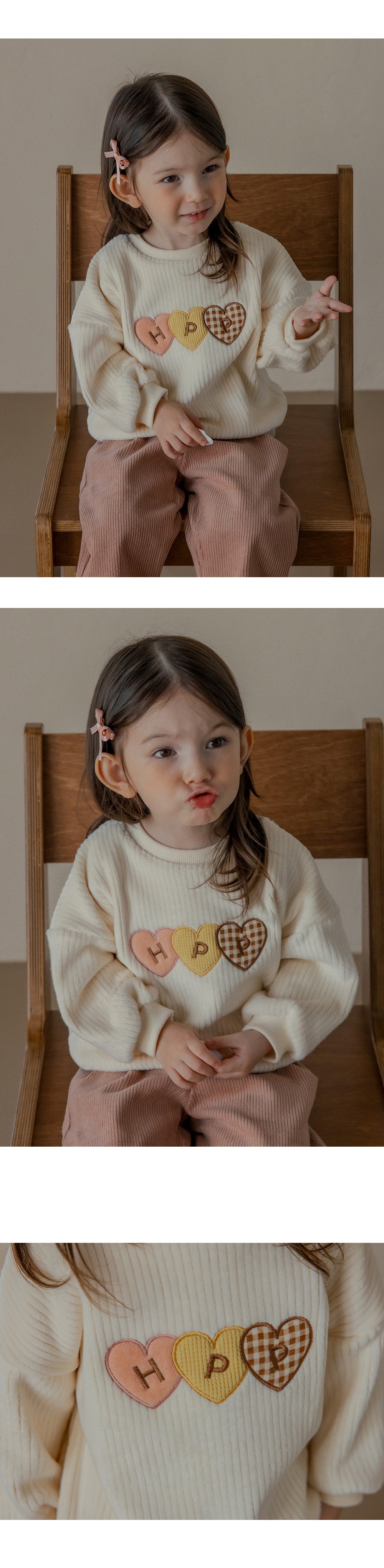 Cute Heart Print Kids' Sweater