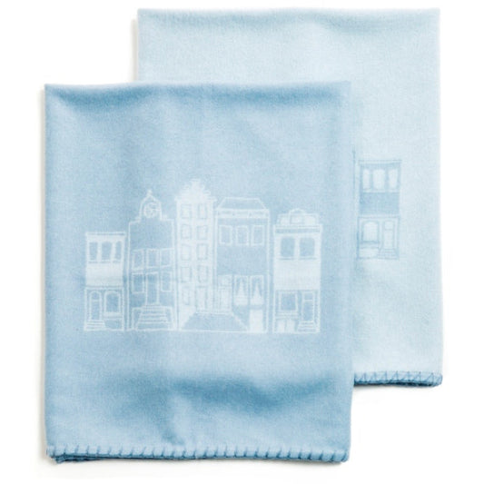 Mats & Merthe - Blanket Cradle Cashmere Houses (Blue)