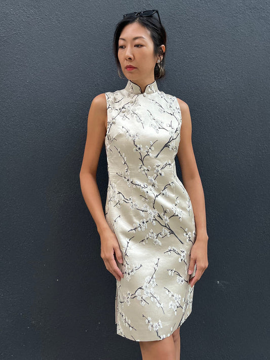 PAMELA Plum Brocade Sleeveless Cheongsam