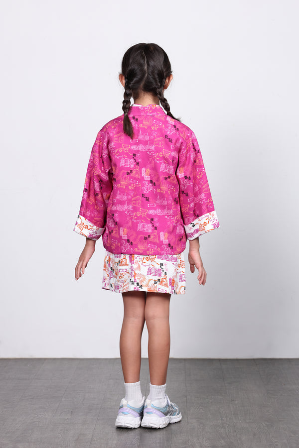 RIGEL Kids' HK Print Reversible Jacket (Fuchsia)