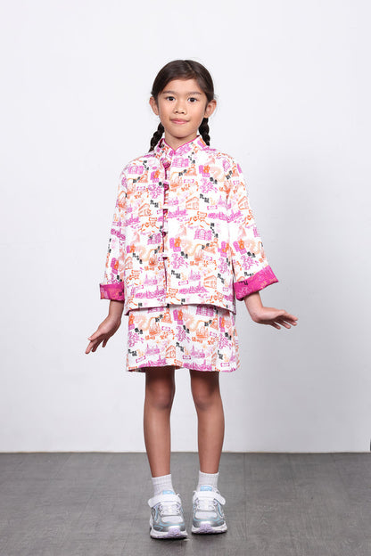 RIGEL Kids' HK Print Reversible Jacket (Fuchsia)