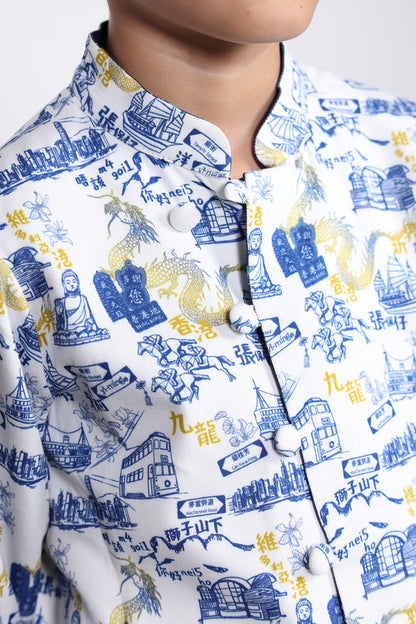 RIGEL Kids' HK Print Reversible Jacket (Navy)