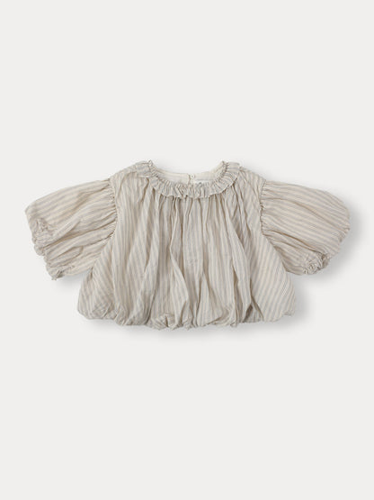 Ian Stripe Balloon Blouse - Grayish Mint