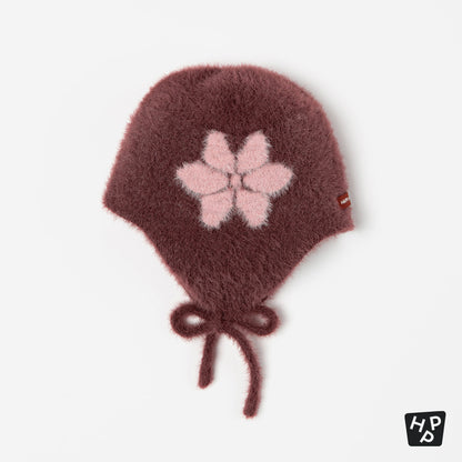 Mink Fluffy Rosy Knit Bonnet