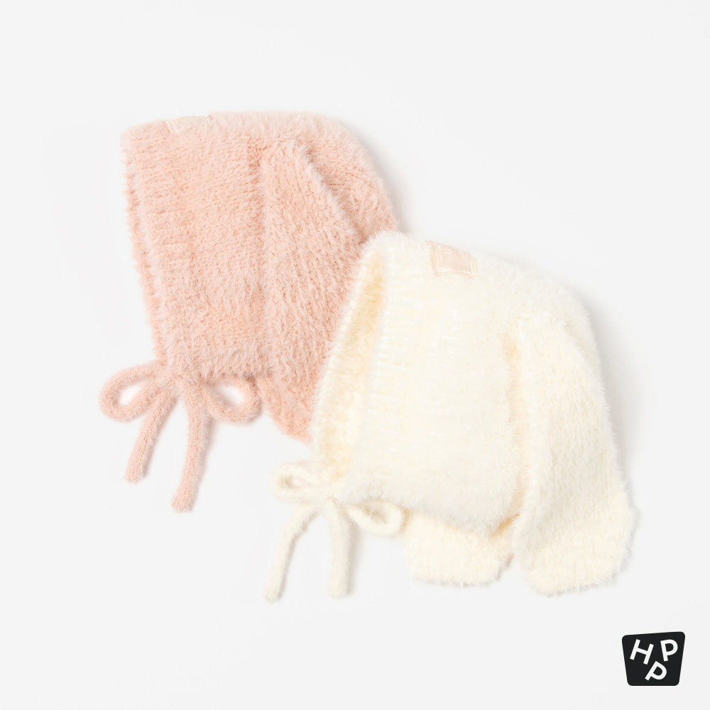 Mink Fluffy Bunny Knit Baby Bonnet