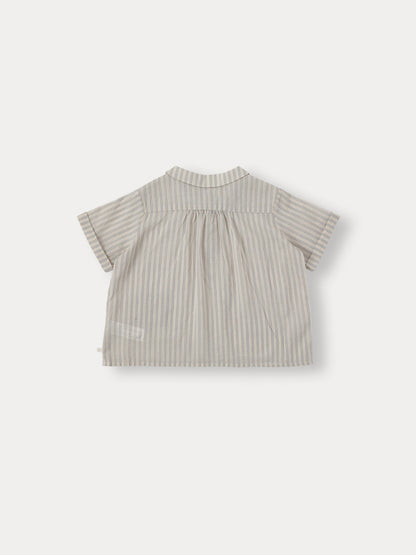 Ian Stripe Half Shirt - Grayish Mint