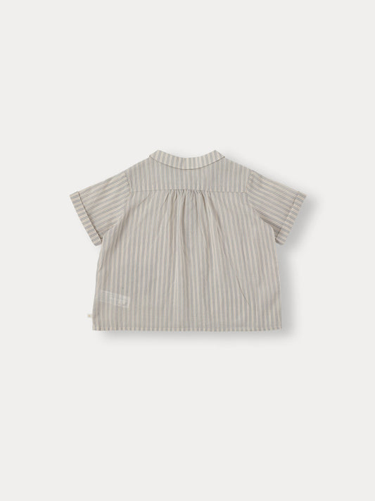 Ian Stripe Half Shirt - Grayish Mint