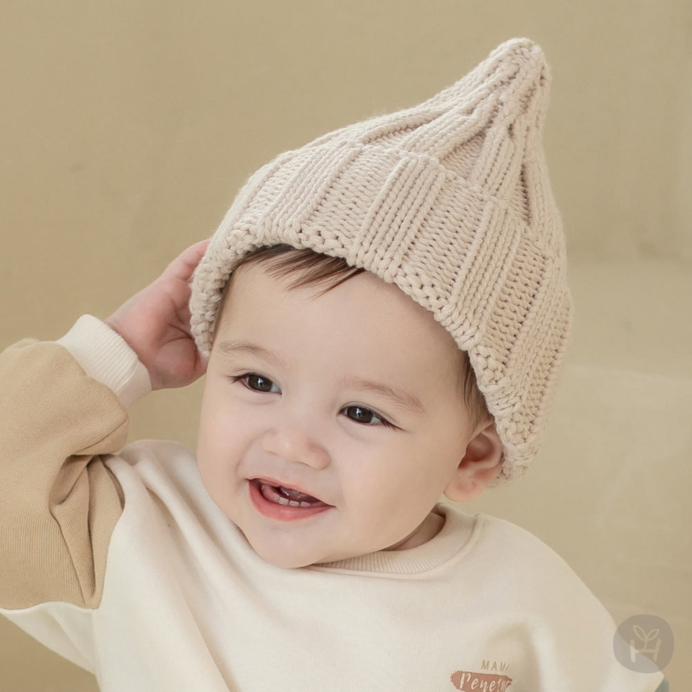 Sand knit baby beanie
