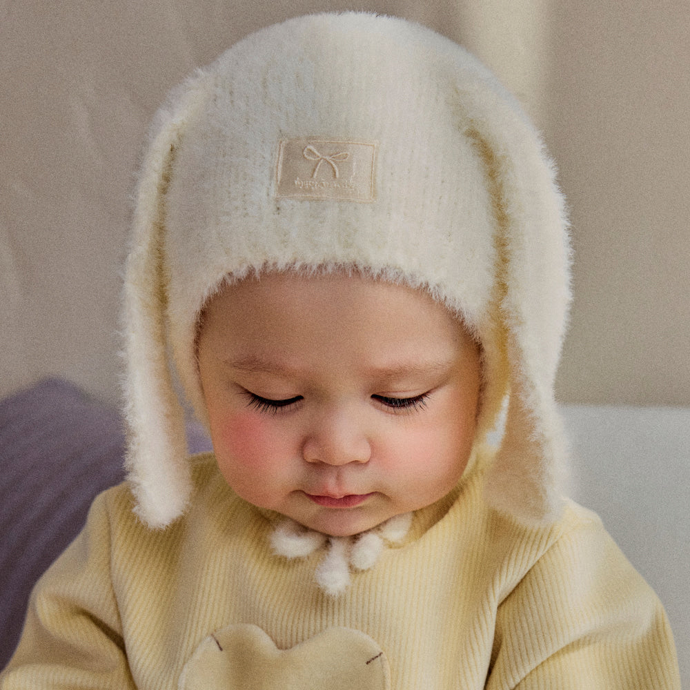 Mink Fluffy Bunny Knit Baby Bonnet