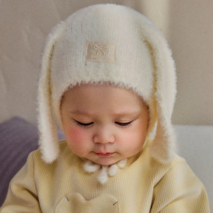Mink Fluffy Bunny Knit Baby Bonnet
