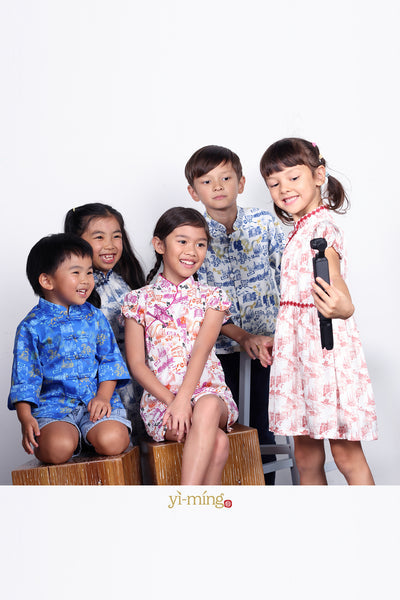 RILEY Kids' HK Print Kungfu Jacket (Blue)