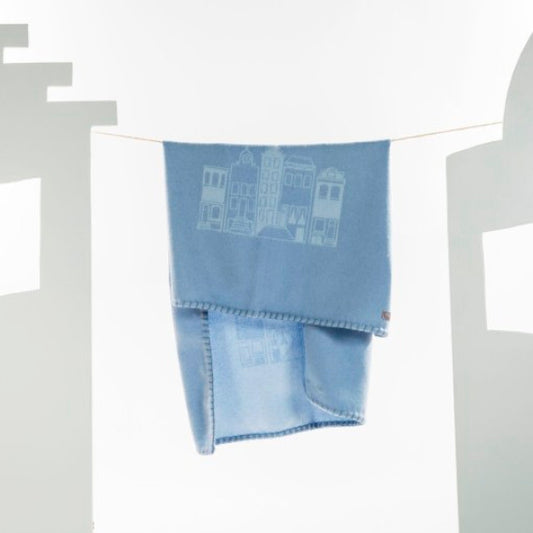 Mats & Merthe - Blanket Cradle Cashmere Houses (Blue)