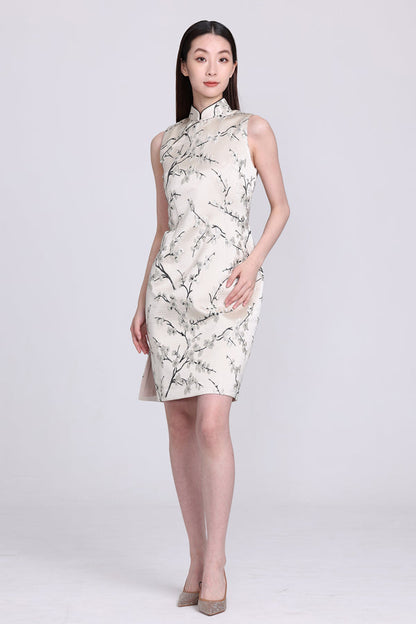 PAMELA Plum Brocade Sleeveless Cheongsam