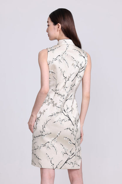 PAMELA Plum Brocade Sleeveless Cheongsam