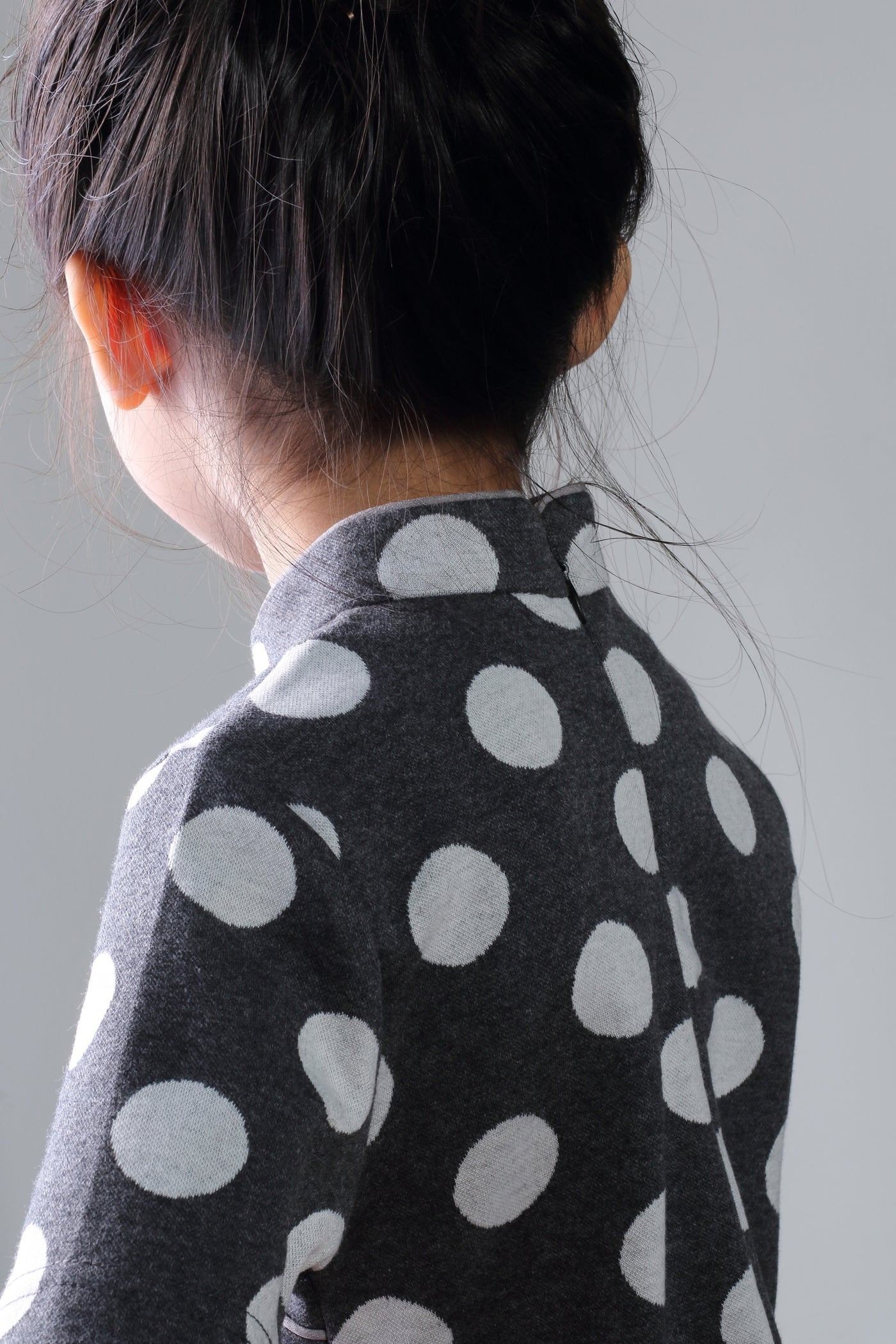 BAMBI Polka Dot Cotton Cheongsam (Grey/ White)