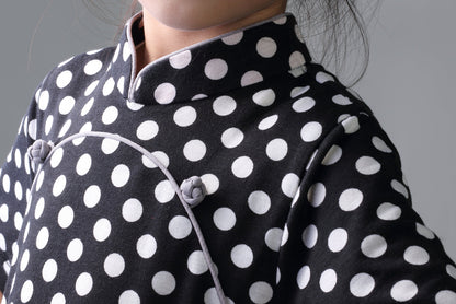 BAMBI Polka Dot Cheongsam (Black/ White)