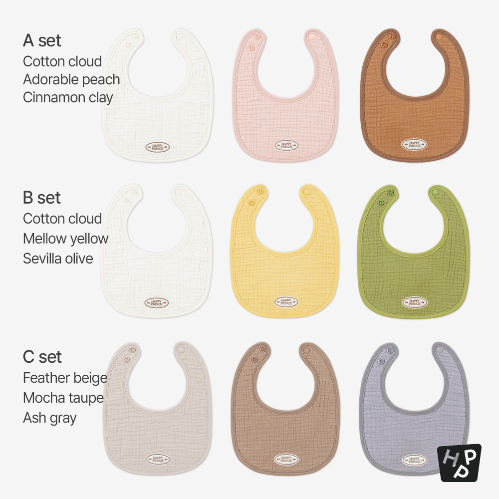Loving 6-Layer Cotton Gauze Baby Bib 3-Piece Set