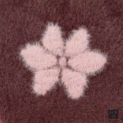 Mink Fluffy Rosy Knit Bonnet