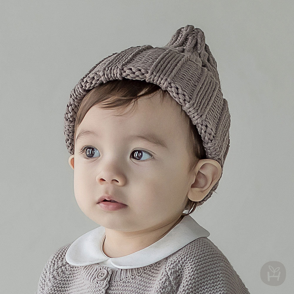 Sand knit baby beanie