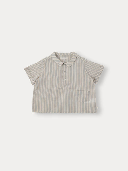 Ian Stripe Half Shirt - Grayish Mint